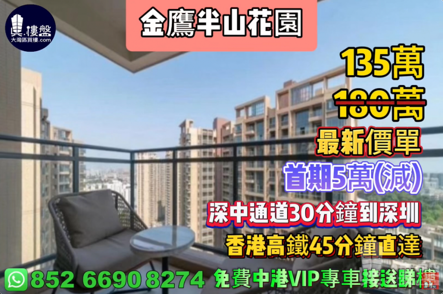 中山金鷹半山花園|首期5萬(減),深中通道30分鐘到深圳香港高鐵45分鐘直達,香港銀行按揭,最新價單